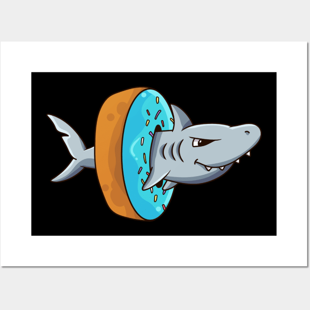 Funny Donut Shark Gift Great White Shark T-Shirt Wall Art by Dr_Squirrel